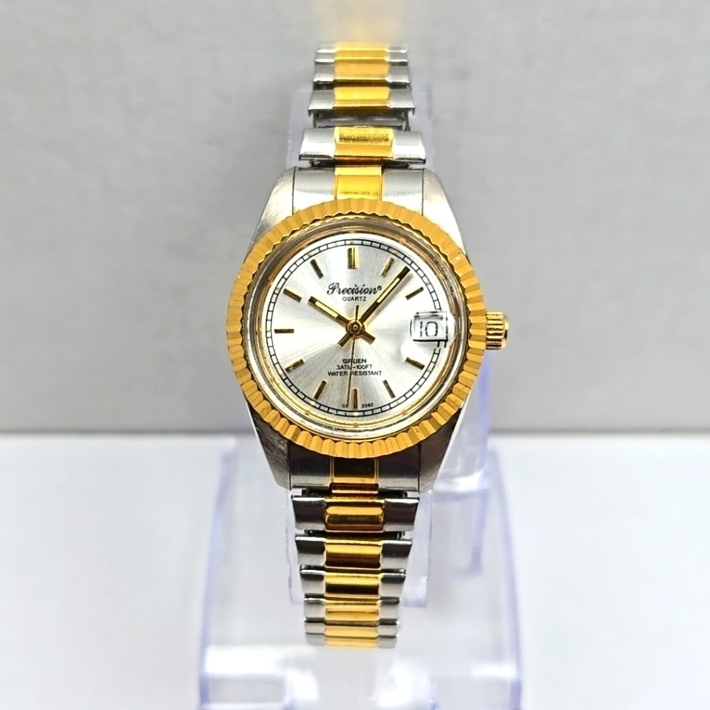 Precision by Gruen 237803114 Two Tone Womens Watch New Battery Date.    - Read -